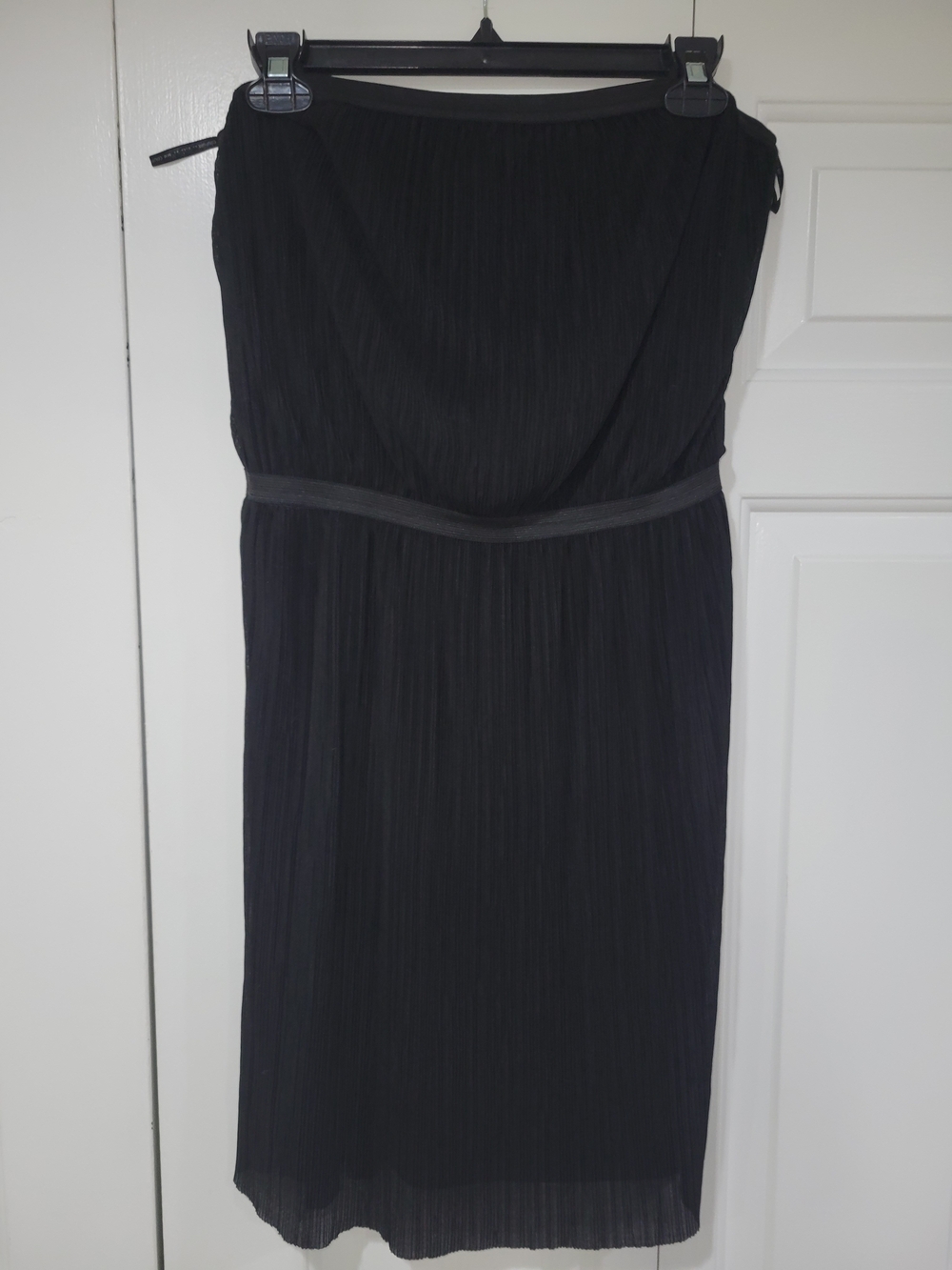 MM Couture by Miss Me Black Strapless Plissé Pleated Mini Dress - L